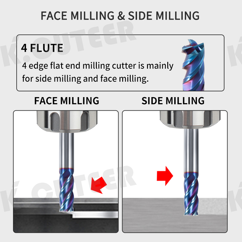 Tungsten Steel End Mill HRC 65 Carbide 4 Flute Flat End Mill 