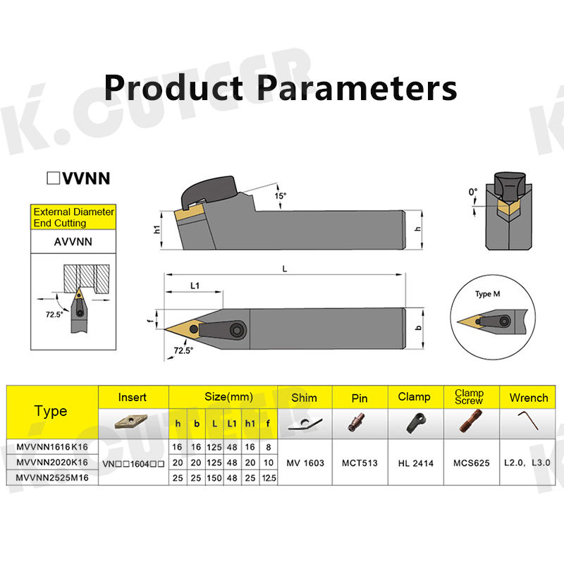 External Turning Tool Holder VNMG Carbide Inserts MVVNN Lathe Cutting Machine Tools