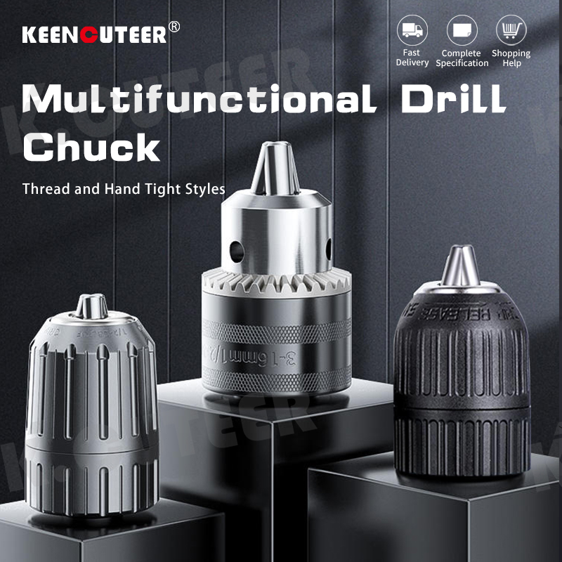 Drill Chuck Metal Heavy Duty Thread Quick Change Adapter Self Tighten 