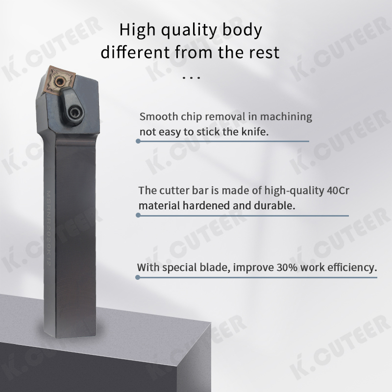 Msrnr External Turning Tool Holder with 75-Degree Chamfer Square External Turning Insert