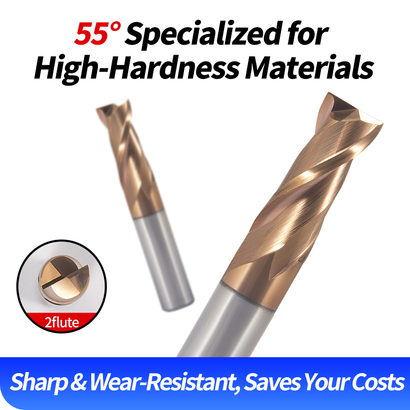 2-Flute Tungsten Steel End Mill 55-Degree Straight Shank CNC Vertical Milling Cutter