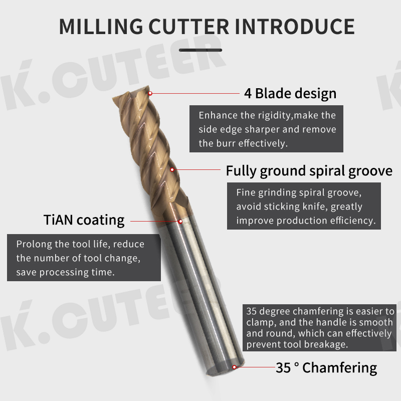 HRC62 tungsten steel end mill special straight shank end mill CNC machine bit