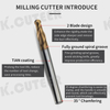 2 Edge Tungsten Steel Ball End Milling Cutter HRC62 Degree Tungsten Steel 