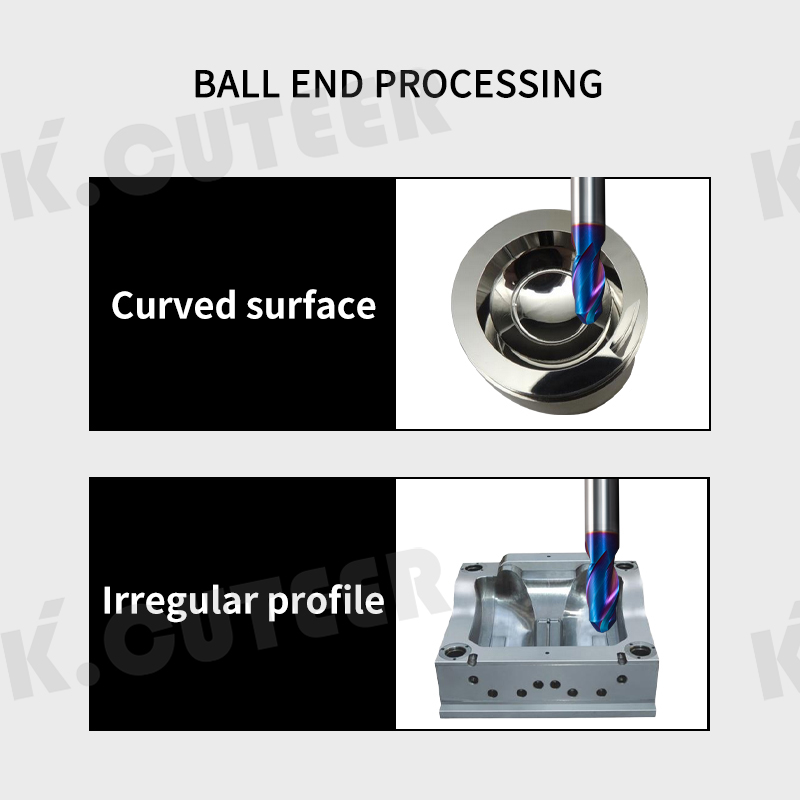 2 flute HRC 65 R2*D4*50/R3*D6*50/R3*D6*75 CNC lathe processing ball end mill