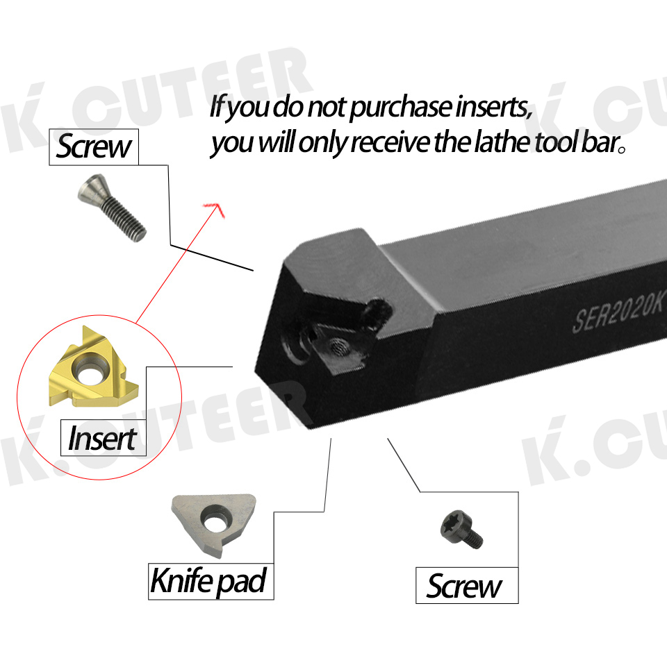 External Thread Turning Tools Lathe Cutter 16IR Carbide inserts CNC Holder
