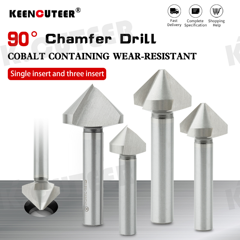 Keencutter 90° Chamfer Drill Cobalt Containing Wear-Resistant Single Inset and Three Insert
