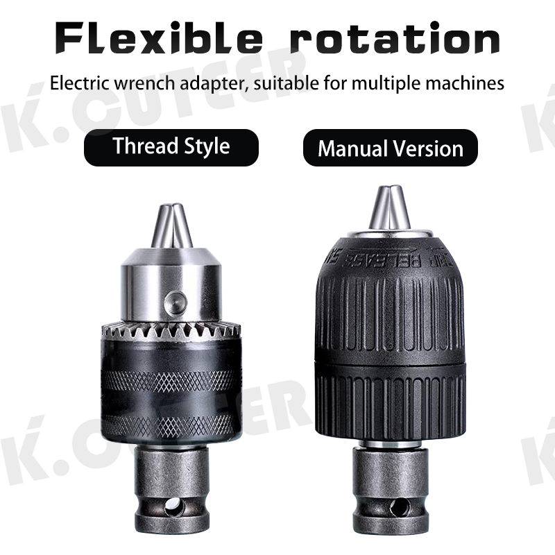 Drill Chuck Metal Heavy Duty Thread Quick Change Adapter Self Tighten 