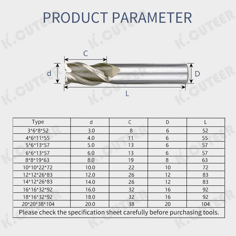 Hcr65 High Precision 3 Flute White Steel Milling Cutter