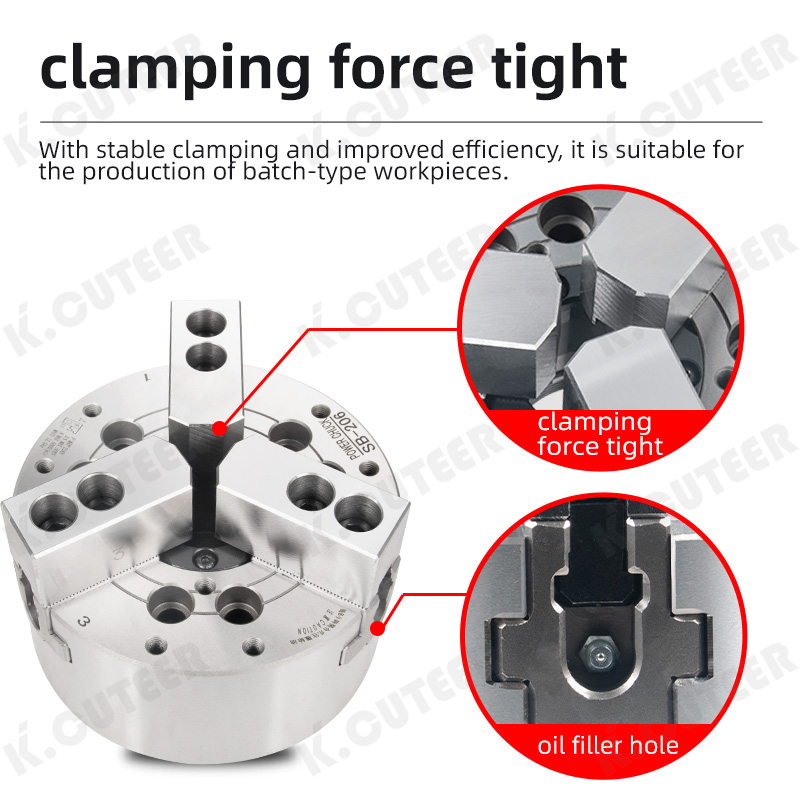 CNC Lathe Three-Jaw Hydraulic Chuck with Oil Pressure Power Clamping