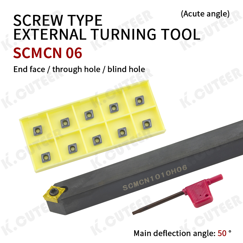 CNC Lathe Tool 50-Degree Diamond Tip External Turning Tool Holder