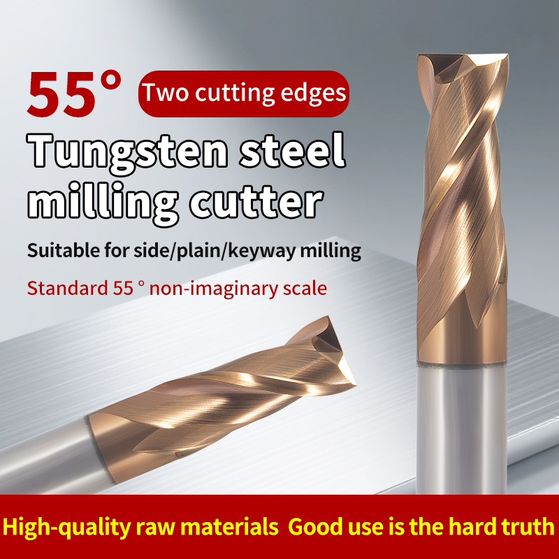 2-Flute Tungsten Steel Milling Cutter 55-Degree Straight Shank CNC End Mill