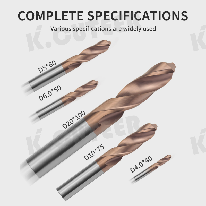 Tungsten Steel Bit D1.8~D15.5 40~100L Carbide Twist Drill Bits for CNC Metal Drilling End Mill