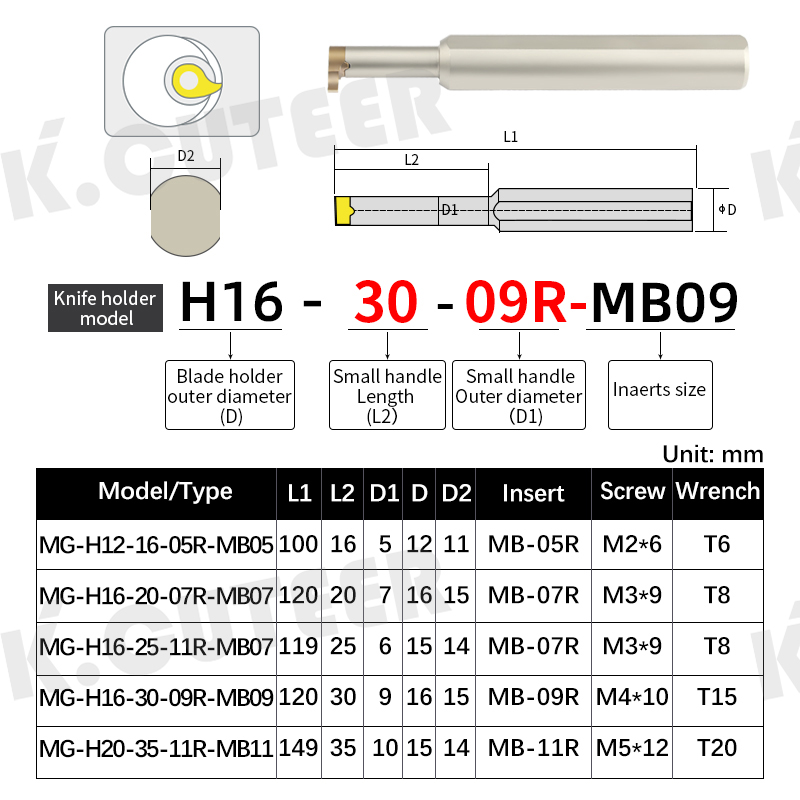 Keencuteer Groove Comma Internal Holder Small Hole Deep Groove Processing Tool