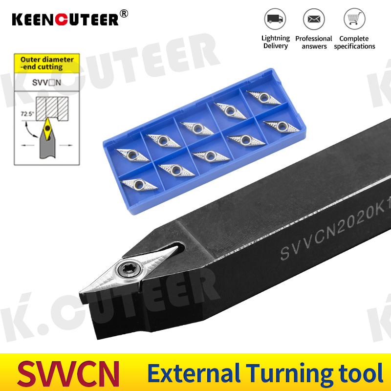 SVVCN1616H16 SVVCN2020K16 SVVCN2525M16 External Turning Tool Holder VCGT Carbide Inserts 