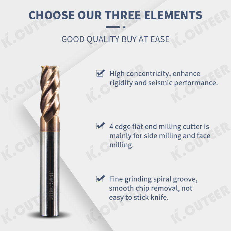 HRC60 4 Flute Tungsten Steel Milling Cutter Metal Cutter CNC Tools