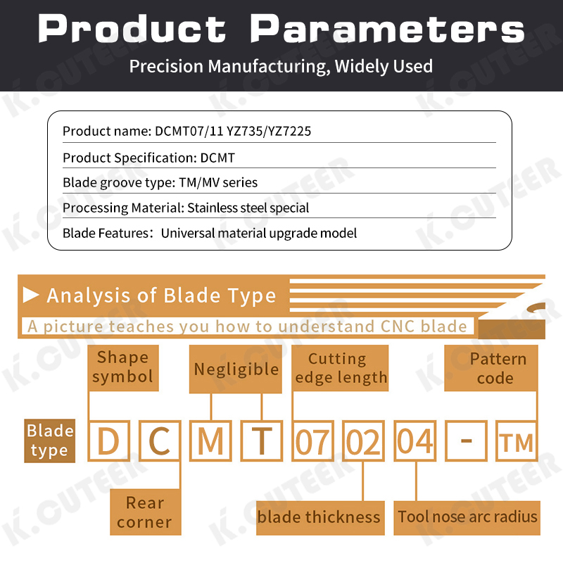 CNC Cutting Tool Dcmt Yz735 Yz7225 Stainless Steel Diamond-Shaped Small Cutting Insert