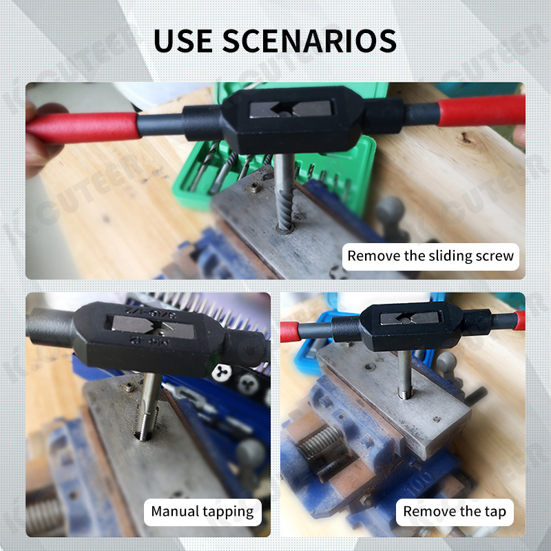 Hand Tap Wrench with Hardened T-Handle Plus Adjustable Manual Threading Tool