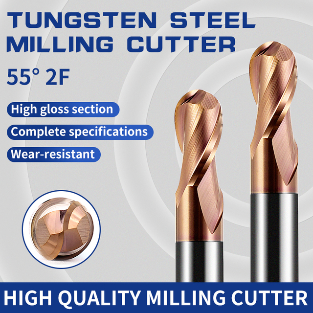 Tungsten Steel Ball Nose End Mill HRC55 0.5-4mm Tungsten Steel Ball Nose