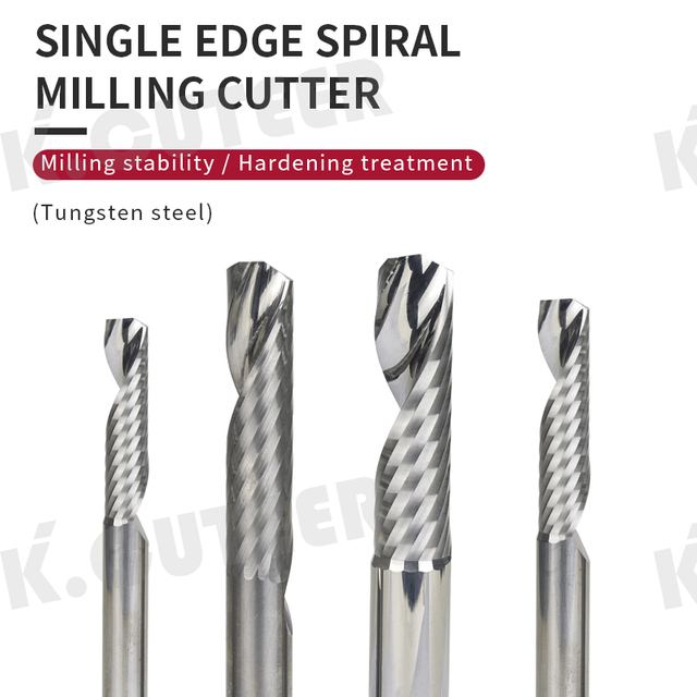 Single Flute Spiral Milling Cutter Tungsten steel Carbide End Mill Straight Shank End Mill 