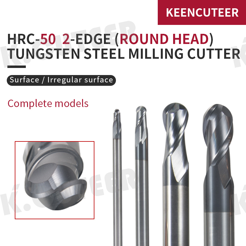 2 Edge Tungsten Steel Ball End Milling Cutter HRC50 Degree CNC Tool