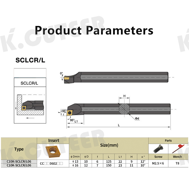 SCLCR Tungsten steel cutter bar Internal hole Turning Tool CCMT carbide blade