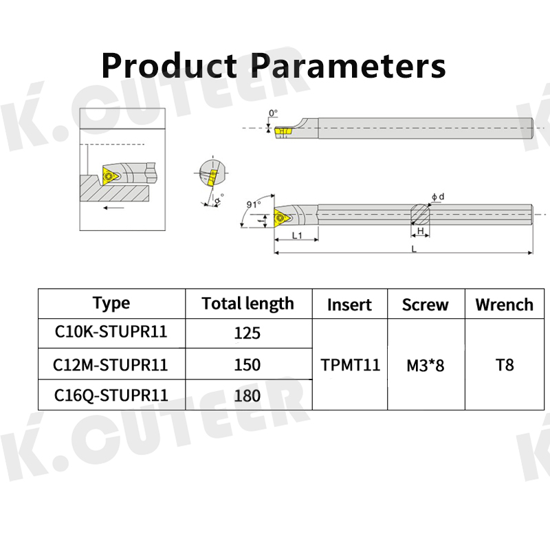STUPR Internal Cooling Tungsten Steel Cutter Bar Blade Lathe Tool 
