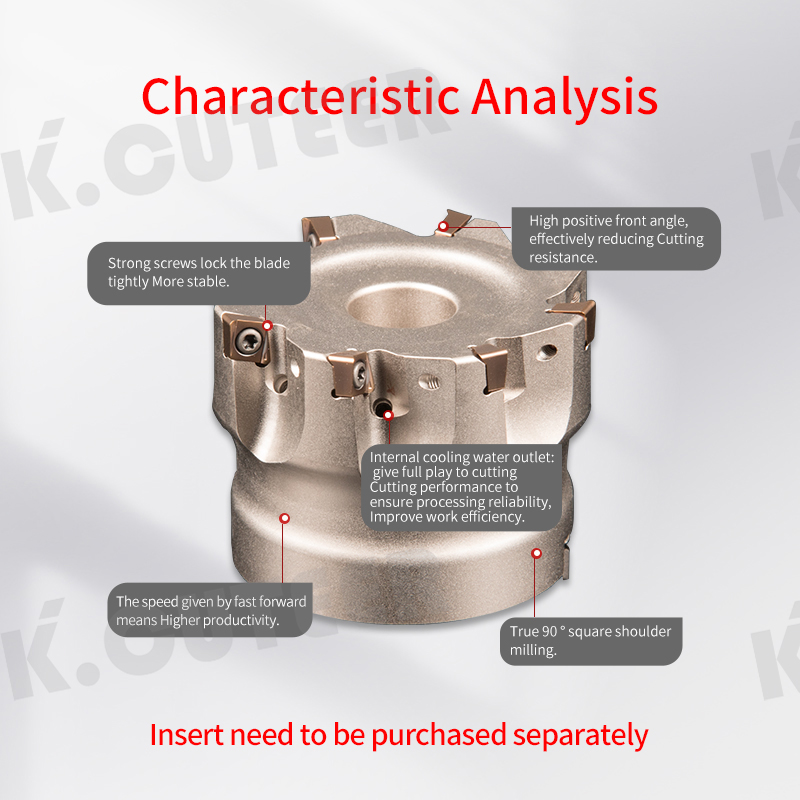 Double-sided high-efficiency open rough square shoulder end mill 4NKT blade milling cutter