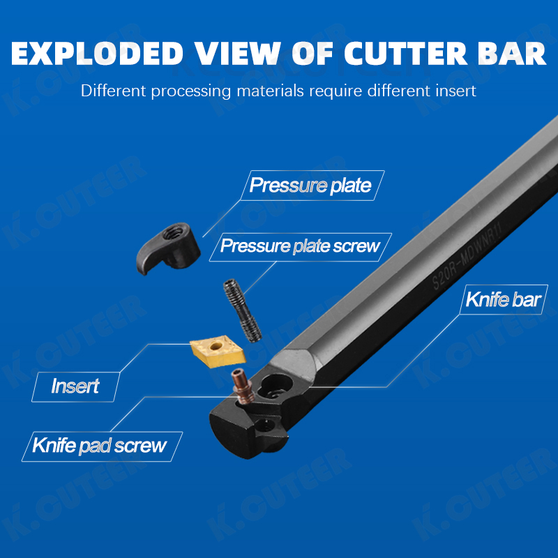 Internal Turning Tool Holder Carbide Inserts Lathe Bar CNC Cutting Tools Set