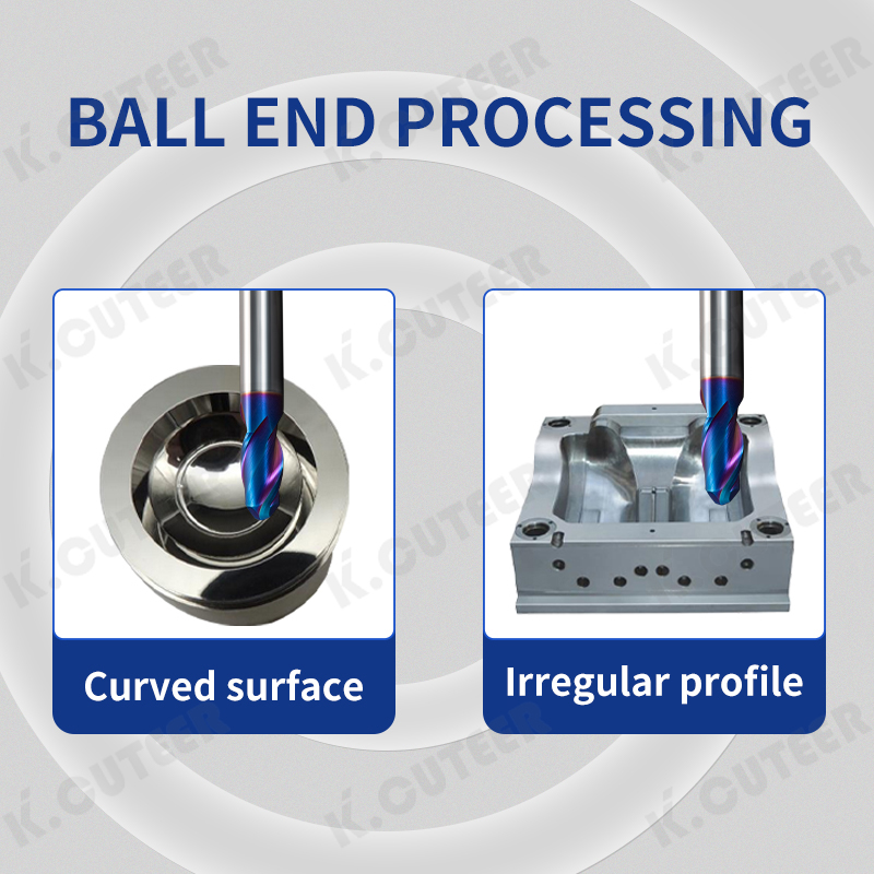 High Precision 2 Flute HRC65 Ball End Milling Cutter