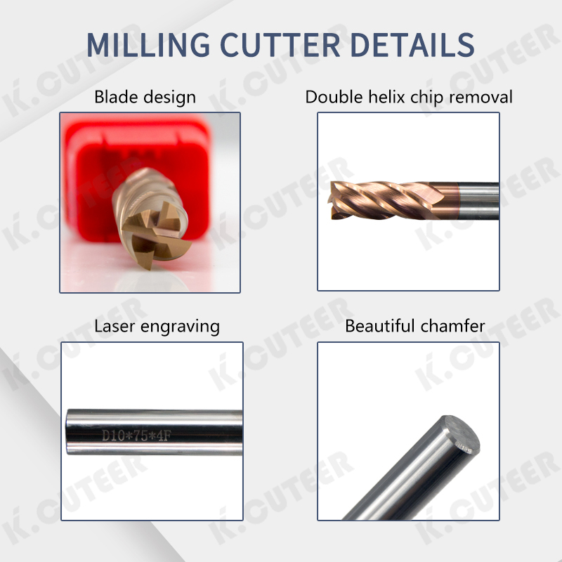 HRC60 4 Flute Tungsten Steel Milling Cutter Metal Cutter CNC Tools