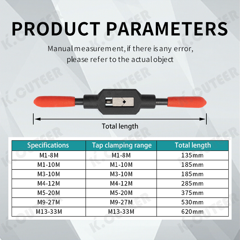 Hand Tap Wrench with Hardened T-Handle Plus Adjustable Manual Threading Tool