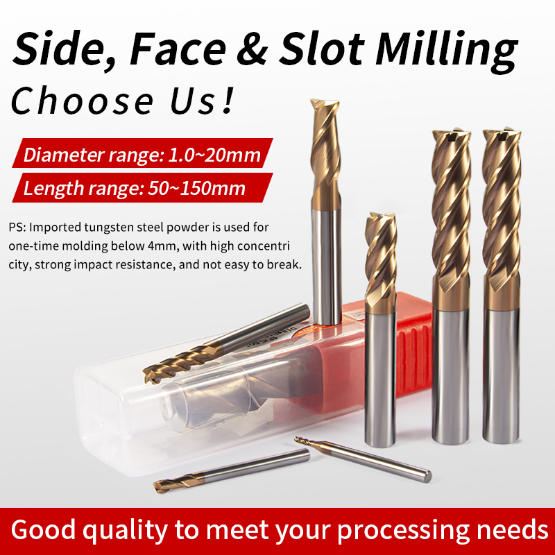2-Flute Tungsten Steel Milling Cutter 55-Degree Straight Shank CNC End Mill