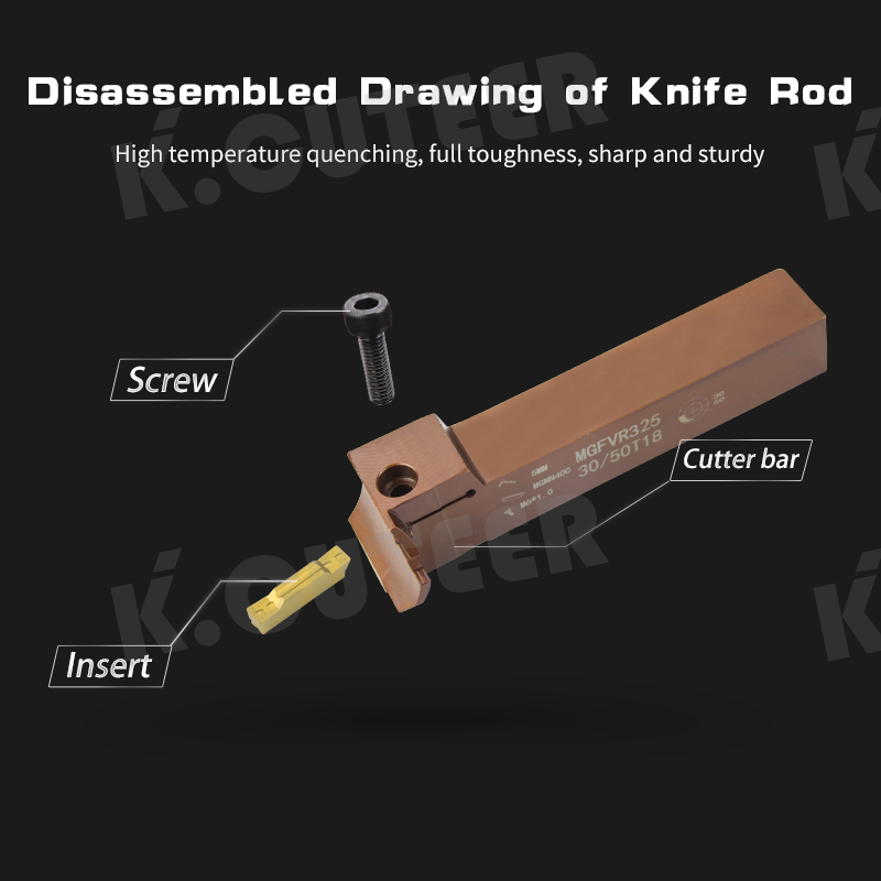  spring steel 7-Shaped Face Groove Cutter Double Head Turning Tool Holder For Carbide Insert 