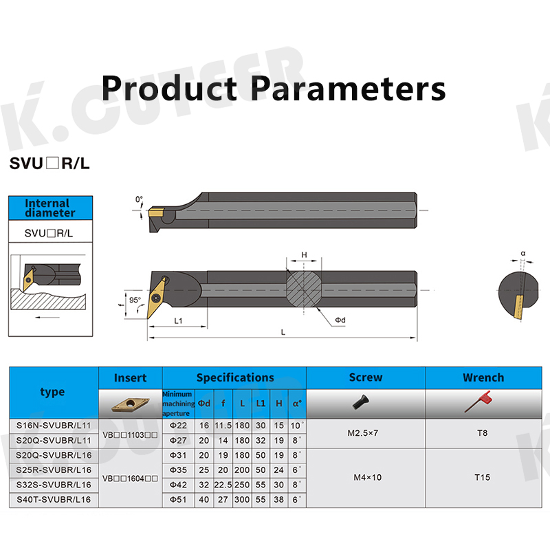 Internal Turning Tools Cutting Bar S16Q-SVUBR11 S25S-SVUBR16 Lathe Cutter VBMT/VBGT Carbide inserts 