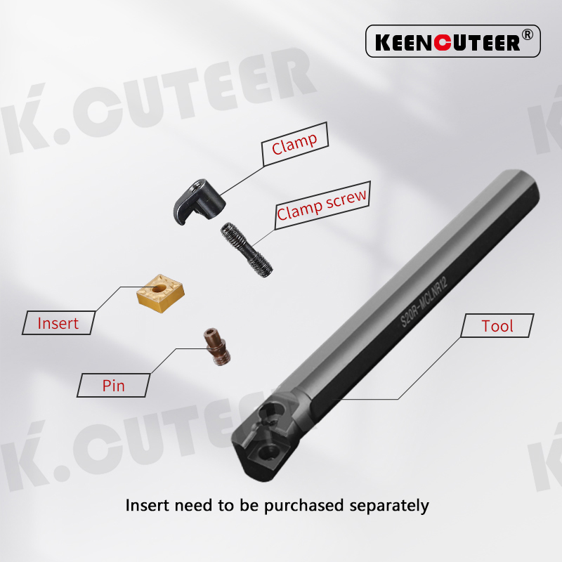 S16Q-MCLNR12 S20R-MCLNR12 S25S-MCLNR12 Internal Turning Tool Holder CNMG12 Carbide Inserts Lathe Bar 