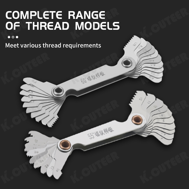  55° Metric 60° Thread Pitch Cutting Screw Pitch Gauge Tool Stainless Steel Metric Screw Thread Gauge