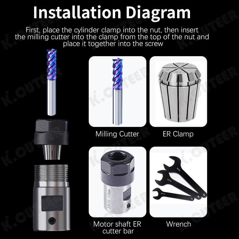 Versatile Motor Shaft Sleeve Bracket Tool for ER Chuck Series