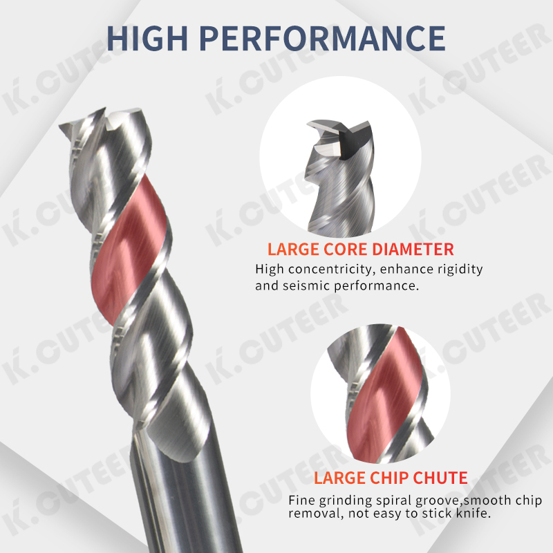Cutting HRC50 3 Flute Alloy Carbide Milling Tungsten Steel Milling Cutter End Mill