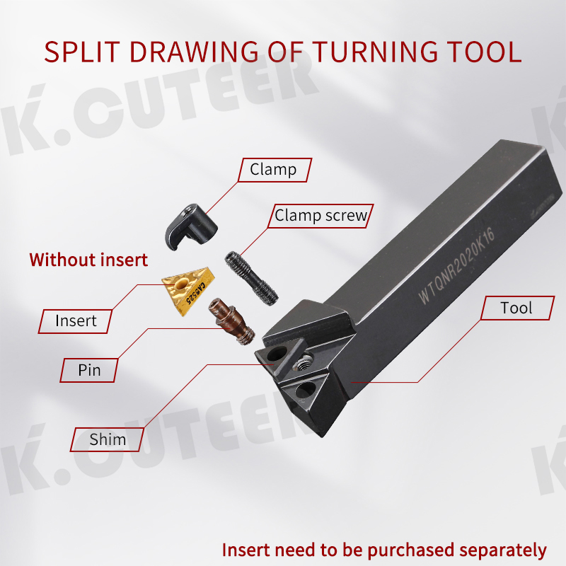 Wtqnr 107° Main Rake Angle External Cylindrical End Face Turning Tool