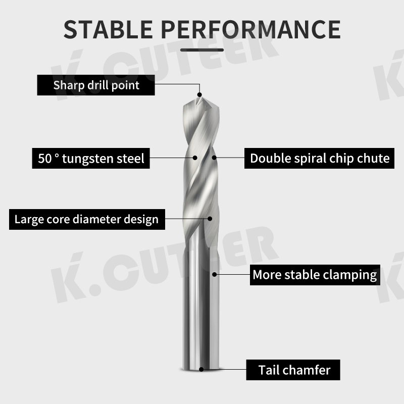  Tungsten Steel End Mill D1.8~D15.5 40~100L Carbide Twist Drill Bits for CNC Metal Drilling