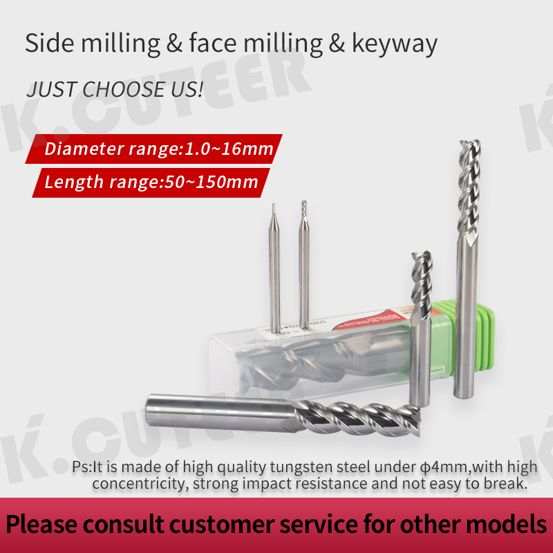 HRC60 Milling Cutter Tungsten Steel Alloy Coating Carbide for Aluminium Parts