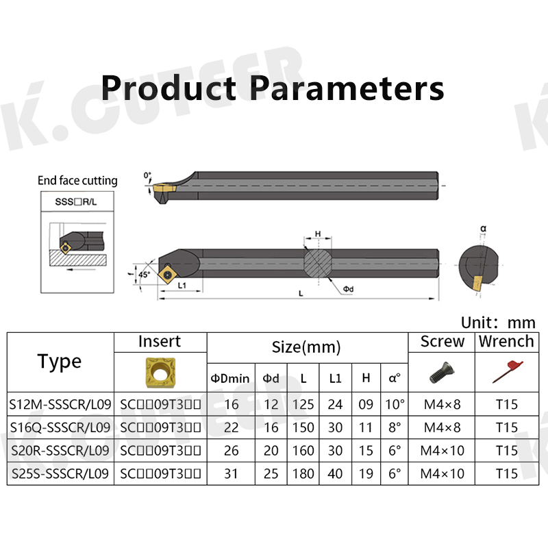 Internal turning tool S12M-SSSCR09 Lathe Turning CNC Cutting Tool Cutter Bar