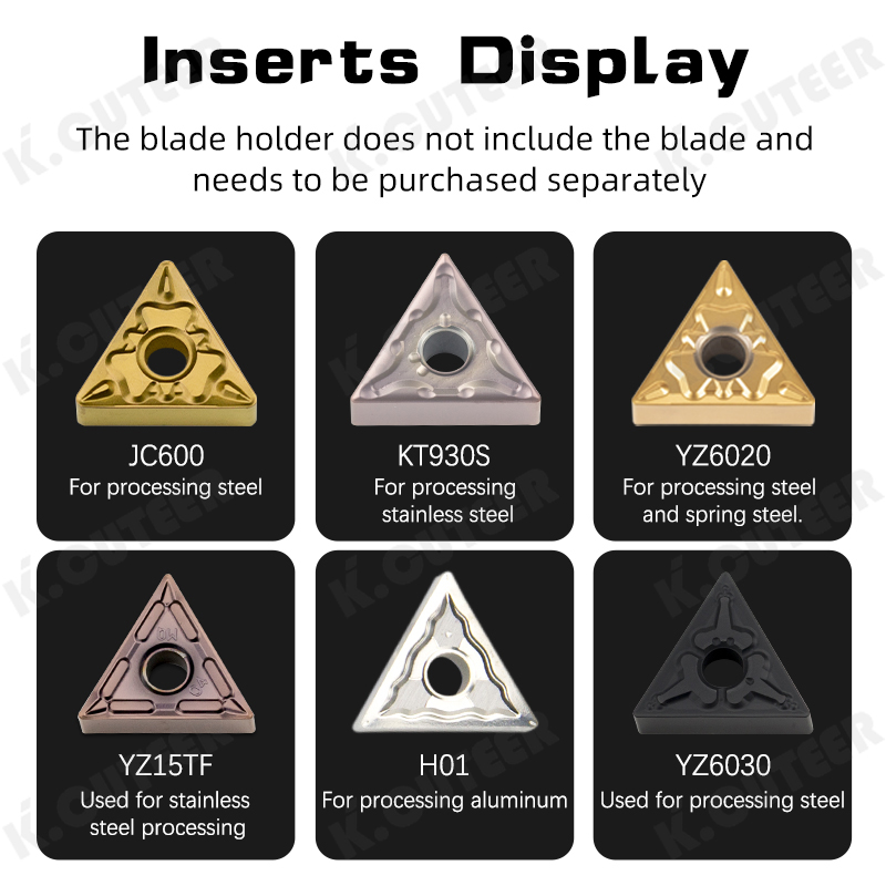 External Triangul Turning Tool Holder TNMG16 Carbide Inserts Lathe Cutting Tools Set