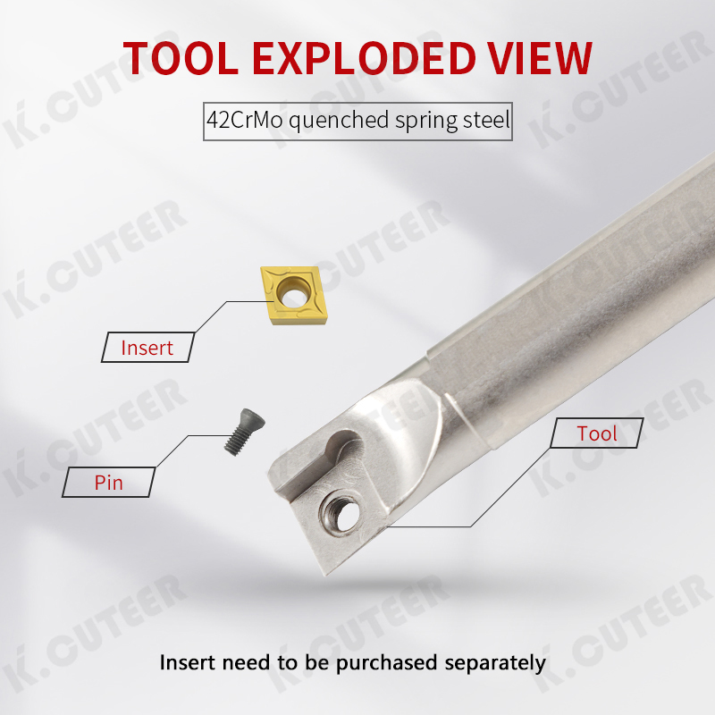 White Spring Steel Lathe Tool Holder for Small Inner Holes