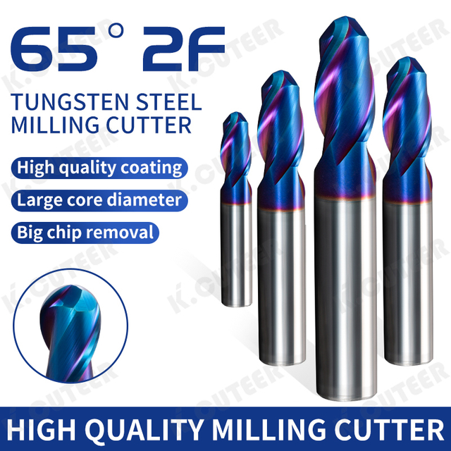 High Precision 2 Flute HRC65 Ball End Milling Cutter