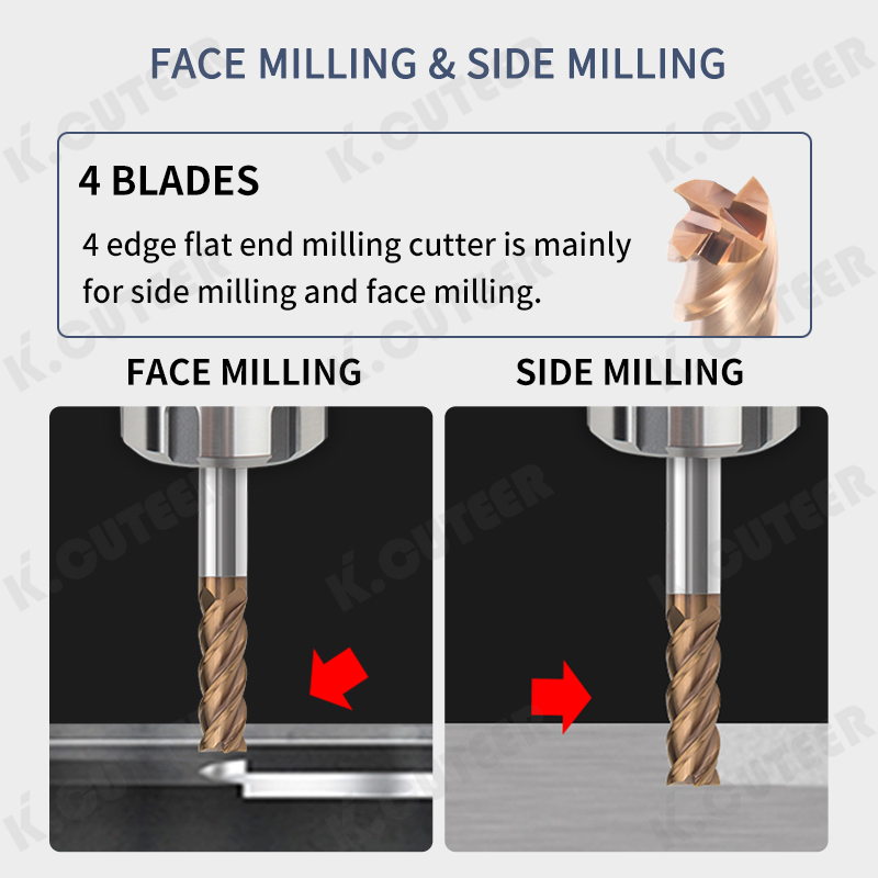 HRC60 4 Flute Tungsten Steel Milling Cutter Metal Cutter CNC Tools
