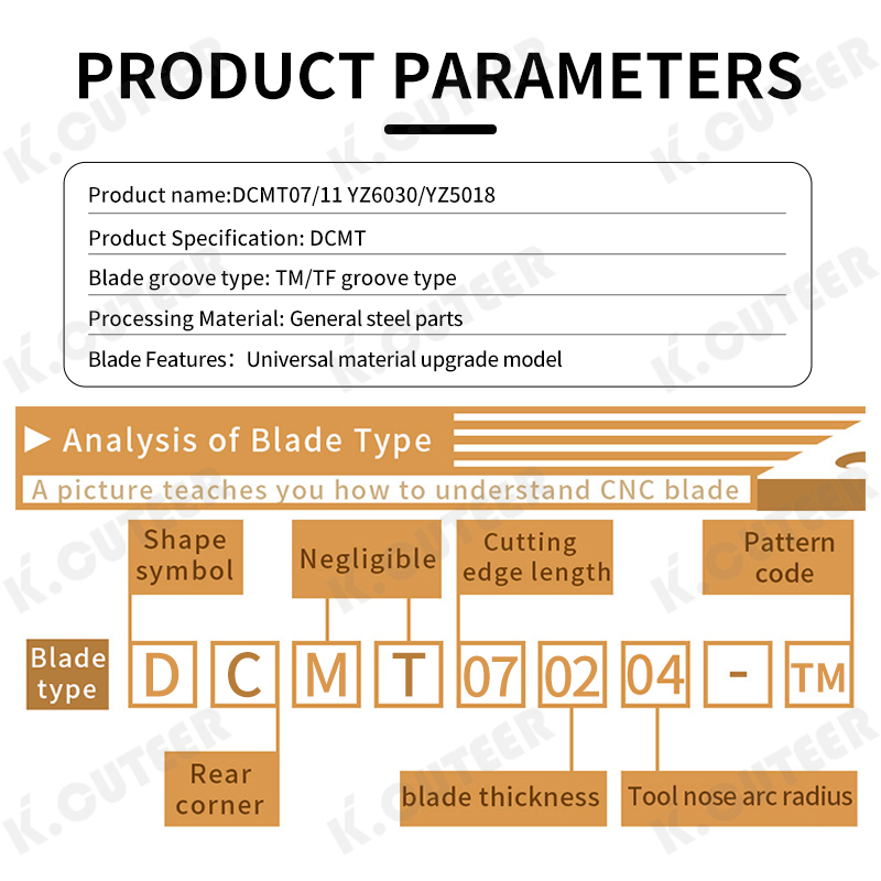 CNC Insert Steel DCMT070204-TM Diamond-Shaped Internal Hole Lathe Cutting Tool Insert