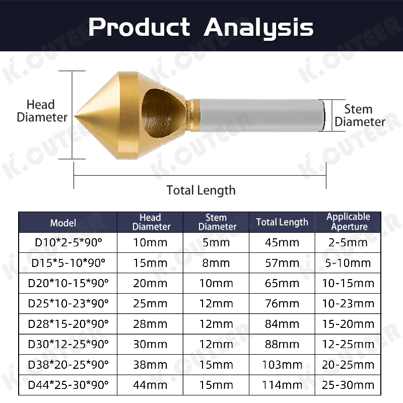 90-Degree Chamfer Drill Bit with Internal Chip Removal