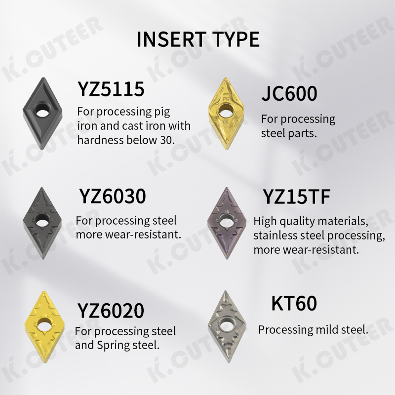 External Turning Tool Lathe Bar Turning Holder and Inserts Yz6020 Inserts Work for Steel