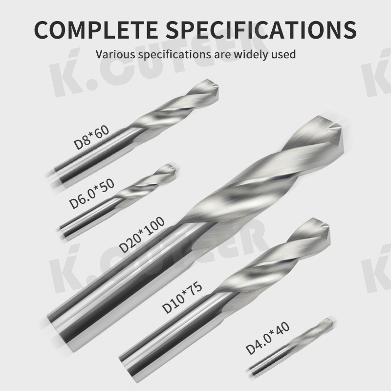  Tungsten Steel End Mill D1.8~D15.5 40~100L Carbide Twist Drill Bits for CNC Metal Drilling